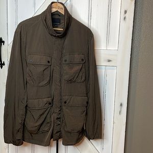 Banana Republic Windbreaker Sz L ladies Brown Snap pockets 4 - Full Zip